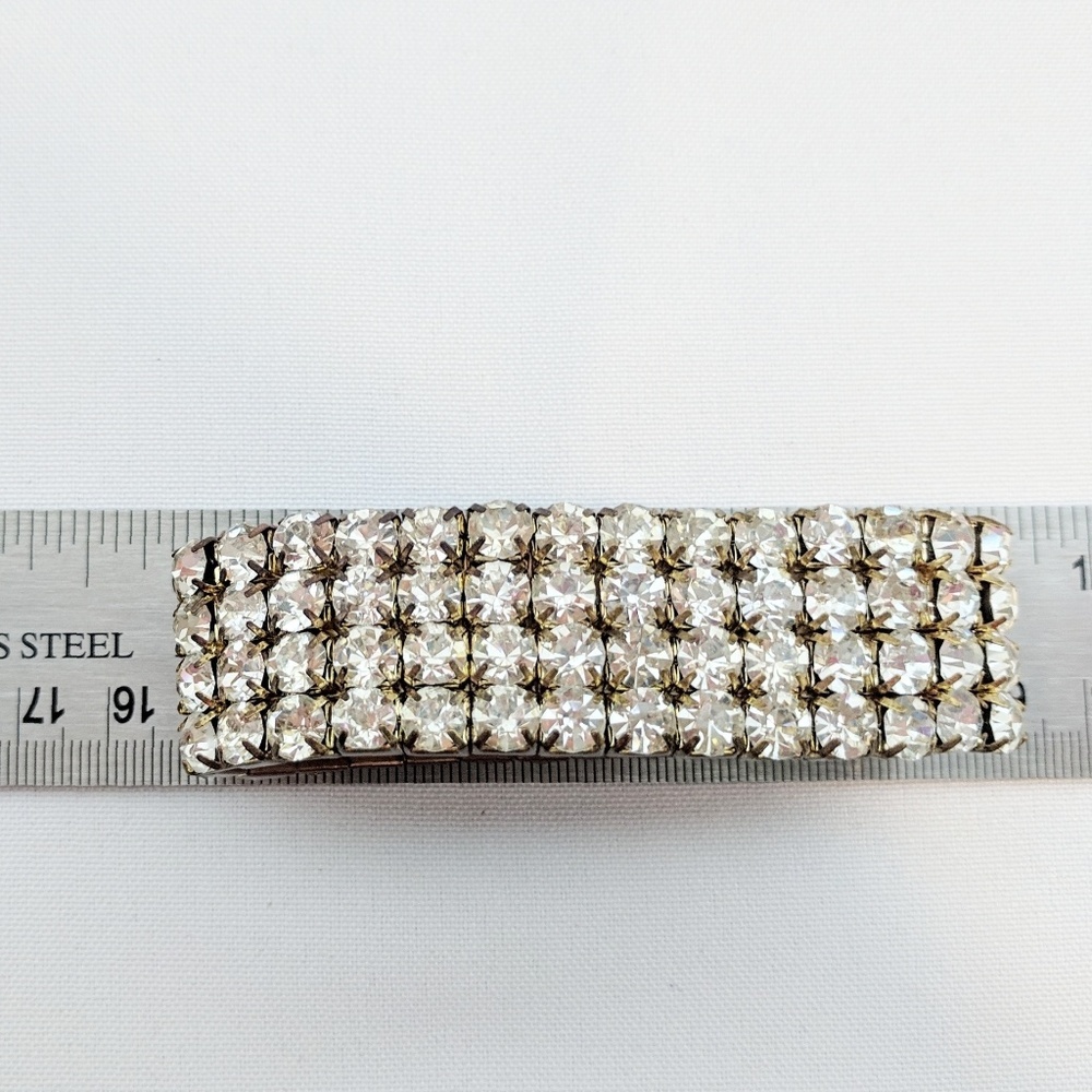 Vintage Rhinestone (4 Rows) Stretch Bracelet - Picture 5 of 6